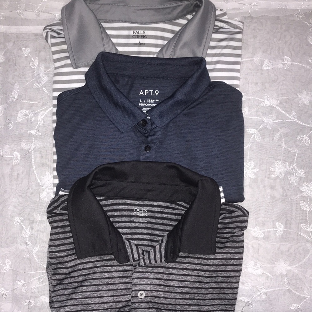 3PCS FALLS CREEK MENS POLO SHIRT SIZE MEDIUM good condition
